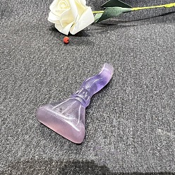 Флюорит Резные фигурки метлы из натурального флюорита, для домашнего офиса настольный орнамент фэн-шуй, 50~60 мм