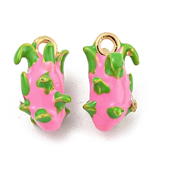 Питайи Латунь эмаль подвески, без кадмия, без никеля и без свинца, реальный 18 k позолоченный, питайи, 15.5x9x6 мм, отверстие : 2 мм