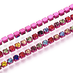 Разноцветный Железо горный хрусталь чашка цепи, с катушкой, красочный, 2x2x2 мм, около 30.00 футов (9.14 м) / рулон