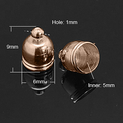 Розовое Золото Латуни мозг заканчивается, розовое золото , 9x6 мм, отверстие : 1 мм, внутренний диаметр: 5 мм