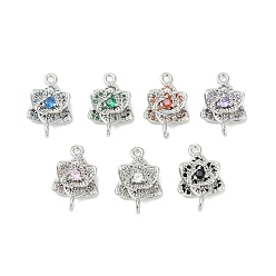 (52) Непрозрачная лаванда Латунь стекло кулоны, , с результатами платинового тона, разноцветные, 18x11.5x5 мм, отверстие : 1.6 мм