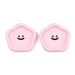 Лавандовый румянец Кабошоны из смолы с изображением смайлика, цветок, лавандовый румянец, 24.5x26x5.5 мм