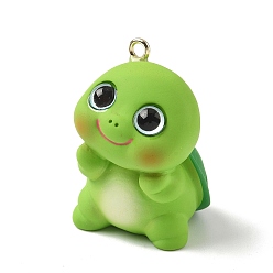 Зеленый газон Подвески из непрозрачной смолы черепахового цвета, с платиново-железными петлями, зеленый газон, 42.5x28x26.5 мм, отверстие : 2.2 мм