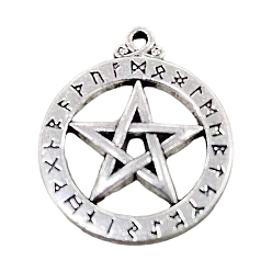 Antique Silver Tibetan Style Alloy Pendants, Star Charms, Antique Silver, 30x25x2.5mm, Hole: 3x3.5mm
