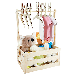 Кукурузный Шелк Прямоугольные деревянные ящики для детского душа, с 6шт. крючками для детской одежды из дерева в виде кролика и 1шт. деревянной памятной открыткой с указанием роста ребенка, цвет колоса кукурузы, 23x32.3x37.5 см