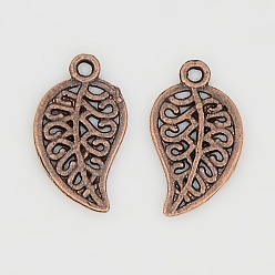 Красная Медь Сплавочные подвески тибетского стиля, без кадмия, без никеля и без свинца, лист, Красная медь, 18x10x1 мм, отверстие : 1.5 мм