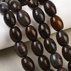 Roc/Peng Pattern Тибетского стиля DZI бисер нитей, природный агат бисер нитей, окрашенная и подогревом, овальные, кокосового коричневый, шаблон roc / peng, 15.7~16x11.8~12.5 мм, отверстие : 1.5~1.6 мм, около 20 шт / нитка, 12.56'' (31.9 см)