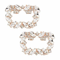 Light Gold 2шт. украшения для обуви из хрустальных страз, со съемной пряжкой из сплава, прямоугольные, золотой свет, 1.65x2.4x0.35 дюйм (4.2x6.1x0.9 см)