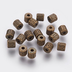 Античная Бронза Сплавочные овальные бусины тибетского стиля , колонка, античная бронза, без свинца и без кадмия, 4.5x4.5 мм, отверстие : 1.5 мм
