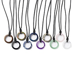 Смешанные камни Колье-подвеска из натурального смешанного камня с вощеными шнурами, 29.53~29.92 дюйм (75~76 см), Кулон : 24x6 мм