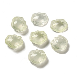 Light Goldenrod Yellow Transparent Glass Pendants, Longevity Lock Charms, Light Goldenrod Yellow, 14x16x7mm, Hole: 1.2mm