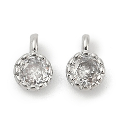 Прозрачный Кулон из циркония, одиночные каменные прелести, плоско-круглые, стойки покрытие, долговечный, платина, прозрачные, 6.5~7x4.5~5x3 мм, отверстие : 1 мм