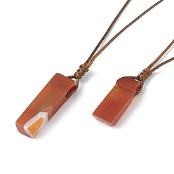 Красный Агат Ожерелье с подвеской из натурального сердолика и вощеным шнуром для женщин, 33.86~38.98 дюйм (86~99 см)