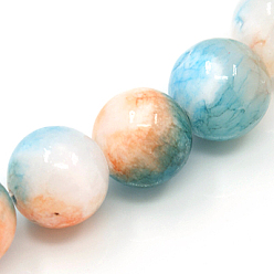 Light Sky Blue Natural Persian Jade Beads Strands, Dyed, Round, Light Sky Blue, 10mm, Hole: 1mm, about 38pcs/strand, 16 inch