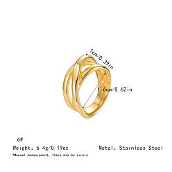 Real 18K Gold Plated Irregular 304 Stainless Steel Finger Rings for Women, Real 18K Gold Plated, US Size 6(16.5mm)
