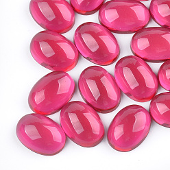 Deep Pink Translucent Resin Cabochons, Oval, Deep Pink, 17.5~18x13x6mm