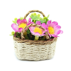 Фуксин Миниатюрные украшения из ткани, аксессуары для домашнего кукольного домика с микро-ландшафтом, притворяясь опорными украшениями, цветок, фуксиново-красные, 50x50x55 мм