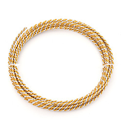 (932FM) Темно-синий аква-матовый с подкладкой 5м 2-слойная анодированная алюминиевая проволока, витых круглых, гибкая металлическая проволока, гибкий провод ремесла, для бисероплетения, темно-золотистые, 3~4 мм, около 16.40 футов (5 м) / рулон