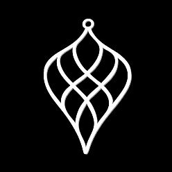 Нержавеющая Сталь Цвет Устойчивые к потускнению 201 подвески из нержавеющей стали, лазерная резка, лист, цвет нержавеющей стали, 40x25x1 мм, отверстие : 1.6 мм