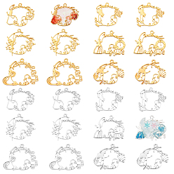 Golden & Silver 24Pcs 12 Style Alloy Open Back Bezel Pendants, For DIY UV Resin, Epoxy Resin, Pressed Flower Jewelry, Flat Round with Princess, Lead Free & Cadmium Free, Golden & Silver, 2pcs/style