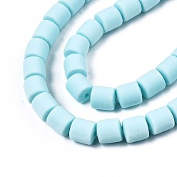Pale Turquoise Handmade Polymer Clay Beads Strands, for DIY Jewelry Crafts Supplies, Flat Round, Pale Turquoise, 6.5x6mm, Hole: 1.2mm, about 61pcs/strand, 15.75 inch(40cm)