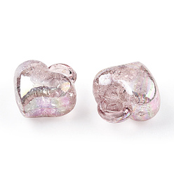 Серо-розавый Прозрачные акриловые подвески треск, AB цвет, сердце, увядшая роза, 15.5x15x10 мм, отверстие : 3.5 мм, Около 23400 шт / 25000 г