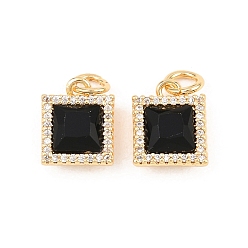 Настоящее золото 18K Латунные микро проложить кубического циркония подвески, квадратных амулеты, со стеклом, с целью перехода в кольце, реальный 18 k позолоченный, 11.5x9x5 мм