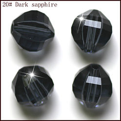 Прусский Синий К 9 стекло, имитация Австрийские кристаллические шарики, класс AAA, граненые, круглые, берлинская лазурь, 10 мм, отверстие : 0.9~1 мм