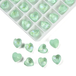 Зеленый Заостренные заднее стекло горный хрусталь кабошоны, имитация турмалина, граненые, сердце, зелёные, 8x8x5 мм