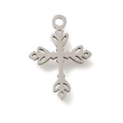 Нержавеющая Сталь Цвет 201 прелести нержавеющей стали, лазерная резка, крест очарование, цвет нержавеющей стали, 14x10x1 мм, отверстие : 1.2 мм