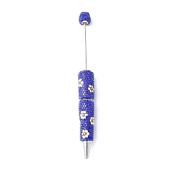 Тёмный Индиго Ручка из сплава с бусинами, шариковая ручка, с полимерной глиной горный хрусталь, для индивидуальной ручки с ювелирными бусинами, платина, цветочным узором, темного индиго, 145x15.5 мм