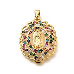 Цветок Религиозная тематика стойка покрытие латунь микропаве кубические циркониевые подвески, долговечный, без свинца и без кадмия, смешанные формы, цветок, 32x24x4.5 мм, отверстие : 5x3 мм