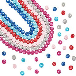 (52) Непрозрачная лаванда 6 прядей 6 раскраски бусин из полимерной глины ручной работы, тема дня матери, плоский круг со словом я люблю маму, разноцветные, 8x4 мм, отверстие : 1.4 мм, около 40 шт / нитка, 13.58 дюйм~ 14.37 дюйм(34.5см~36.5см), 1 прядь / цвет