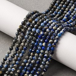 Ляпис-Лазурь Нитки бусины из натурального ляписа-лазури, граненые, круглые, 3~3.5 мм, отверстие : 0.6 мм, около 119 шт / нитка, 15.28 дюйм (38.8 см)