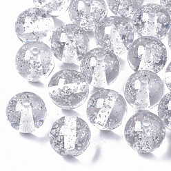Silver Transparent Clear Resin Beads, with Silver Foil, Round, Silver, 20x19mm, Hole: 3mm