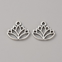 Античное Серебро Сплавочные подвески тибетского стиля, очарование лотоса, античное серебро, 14x16x1.4 мм, отверстие : 1.5 мм