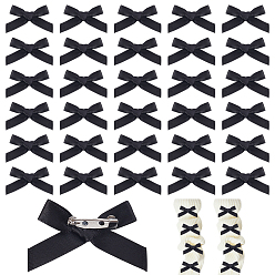 Черный Полиэстеровые булавки с бантом, железные броши для рюкзака, чёрные, 52x29 мм