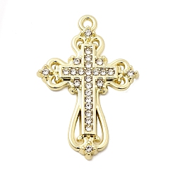 Золотой Подвески из сплава и страза, крест прелести, стойки покрытие, золотые, 28x19x2.5 мм, отверстие : 1.2 мм
