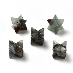 Bloodstone Natural African Bloodstone Beads, No Hole/Undrilled, Merkaba Star, 14.5~15x14.5~15x14.5~15mm