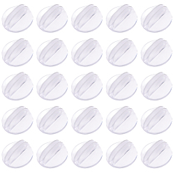 Прозрачный 25шт. пластиковые держатели для именных карт, держатель карты с номером стола, основа для отображения карты места, плоско-круглые, прозрачные, 24x10 мм, прорезь: 2 мм
