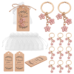 Золотой Брелоки в виде цветов из цинкового сплава, с мешочками из органзы, джутовый шнур, крафт-бумага подарочные бирки, золотые, 74 мм, 20 шт