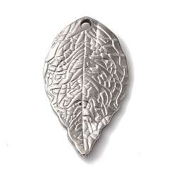 Нержавеющая Сталь Цвет Не тускнеющие 304 подвески из нержавеющей стали, лист прелести, цвет нержавеющей стали, 25.5x15x2 мм, отверстие : 1.5 мм