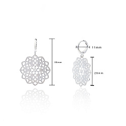 Flower Brass Hoop Dangle Earrings, Platinum, Flower, 38mm
