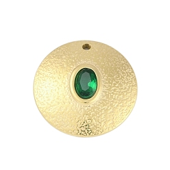 Настоящее золото 18K Стеклянные подвески, с ионным покрытием (ip) 304 выводы из нержавеющей стали, ручная полировка, плоские круглые прелести, реальный 18 k позолоченный, 20x4.5 мм, отверстие : 1.2 мм