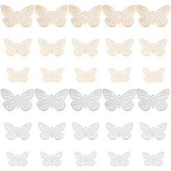 (52) Непрозрачная лаванда Набор для самостоятельного изготовления украшений в виде бабочки, включая 60 шт. 6 стильные латунные филигранные шармы и подвески с разъемами, платина и светлое золото, 12.5~18x19~28.5x0.3 мм, отверстие : 0.9~1.4 мм, 10 шт / стиль