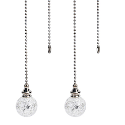 Clear Round Natural Quartz Crystal Pendants, with Platinum Plated Iron Ball Chains, Clear, 545mm