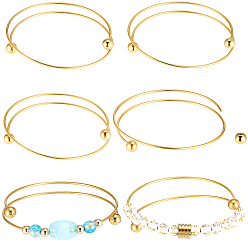 Золотой 6 шт. 304 изготовление браслетов-манжет из нержавеющей стали, браслеты крутящего момента, ионное покрытие (ip), золотые, 2-1/2 дюйм (6.5 см)