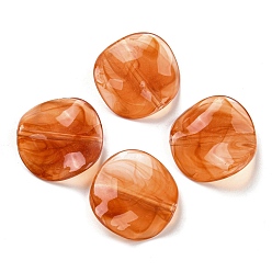 Коралловый Непрозрачные акриловые бусины, волны плоские круглые, коралл, 24x6 мм, отверстие : 1.8 мм, Около 255 шт / 500 г