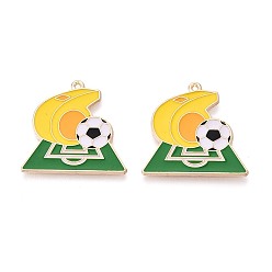 Зеленый Подвески из эмали и сплава, футбольные и свистковые подвески, золотые, зелёные, 26.5x27x1 мм, отверстие : 1.2 мм