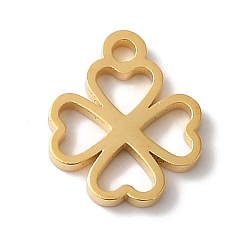 Золотой Вакуумное покрытие pvd 304 подвески из нержавеющей стали, лазерная резка, клевер амулеты, золотые, 9.5x8x1 мм, отверстие : 1.2 мм